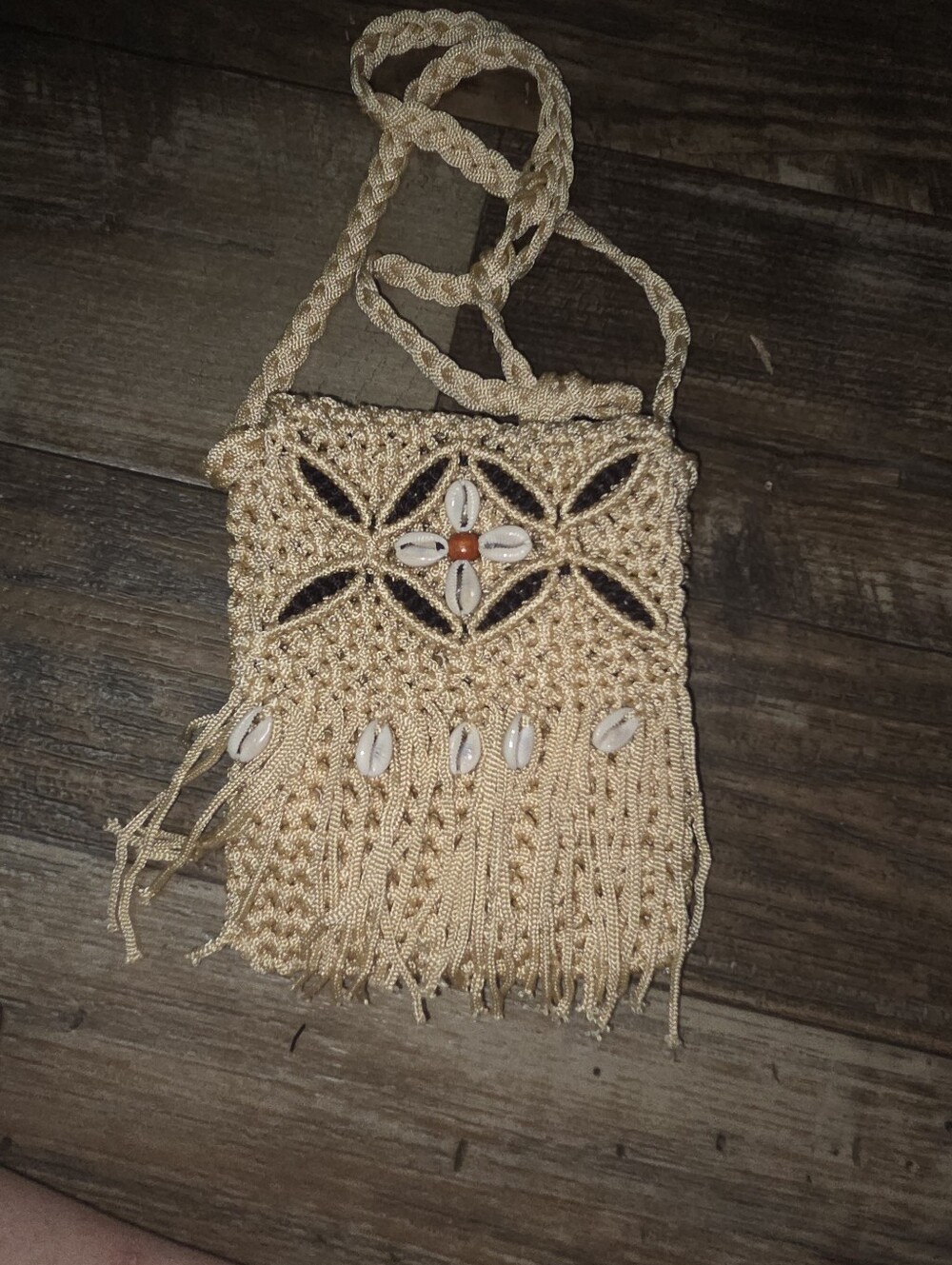 Boho Cowrie Shell Macrame Mini Crossbody Bag Fringe Festival Hippie Purse